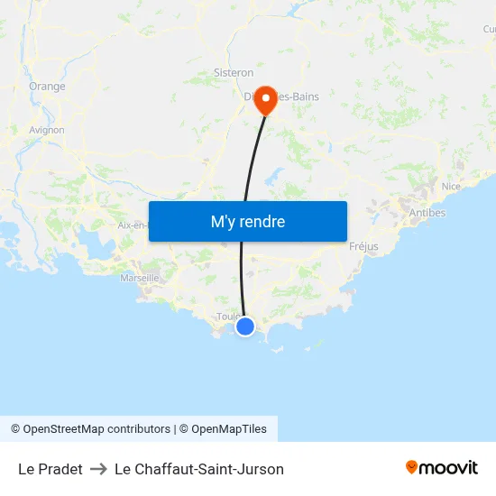 Le Pradet to Le Chaffaut-Saint-Jurson map