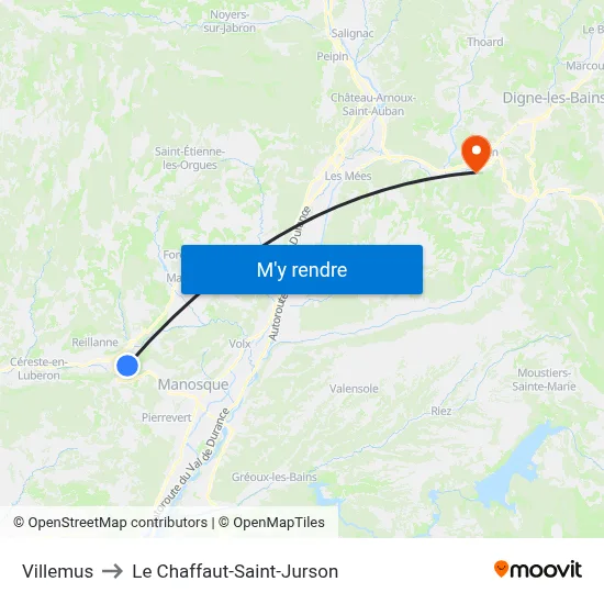Villemus to Le Chaffaut-Saint-Jurson map