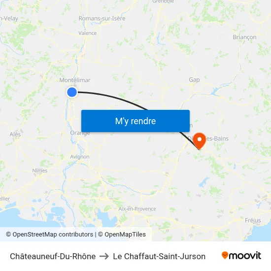 Châteauneuf-Du-Rhône to Le Chaffaut-Saint-Jurson map