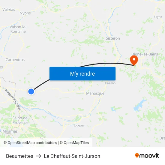 Beaumettes to Le Chaffaut-Saint-Jurson map