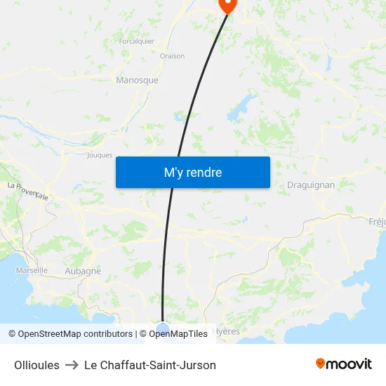 Ollioules to Le Chaffaut-Saint-Jurson map