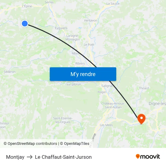 Montjay to Le Chaffaut-Saint-Jurson map