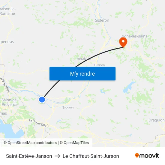 Saint-Estève-Janson to Le Chaffaut-Saint-Jurson map