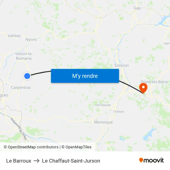 Le Barroux to Le Chaffaut-Saint-Jurson map