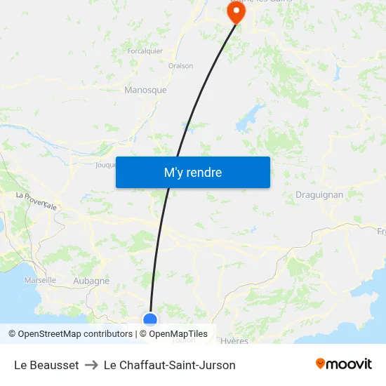Le Beausset to Le Chaffaut-Saint-Jurson map