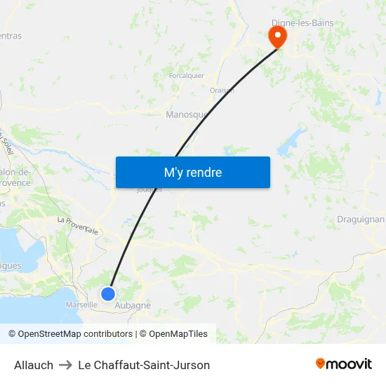 Allauch to Le Chaffaut-Saint-Jurson map