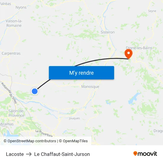 Lacoste to Le Chaffaut-Saint-Jurson map