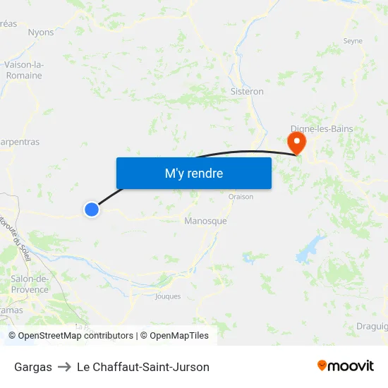 Gargas to Le Chaffaut-Saint-Jurson map