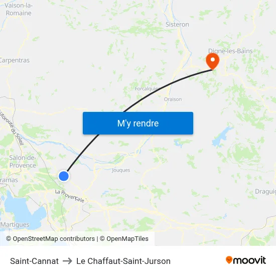 Saint-Cannat to Le Chaffaut-Saint-Jurson map