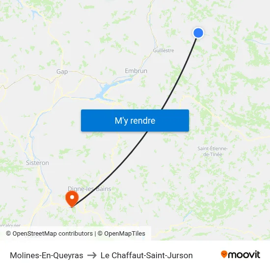 Molines-En-Queyras to Le Chaffaut-Saint-Jurson map