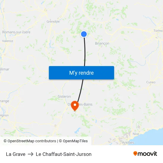 La Grave to Le Chaffaut-Saint-Jurson map