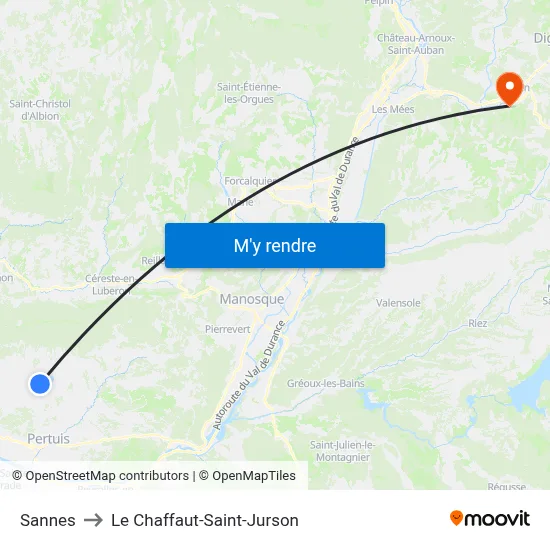 Sannes to Le Chaffaut-Saint-Jurson map