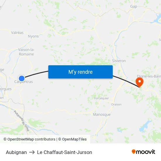 Aubignan to Le Chaffaut-Saint-Jurson map