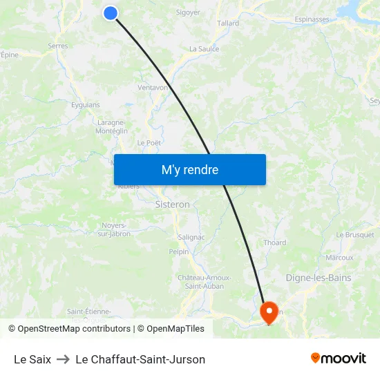 Le Saix to Le Chaffaut-Saint-Jurson map