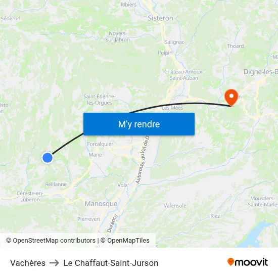 Vachères to Le Chaffaut-Saint-Jurson map