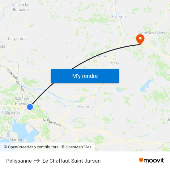 Pélissanne to Le Chaffaut-Saint-Jurson map