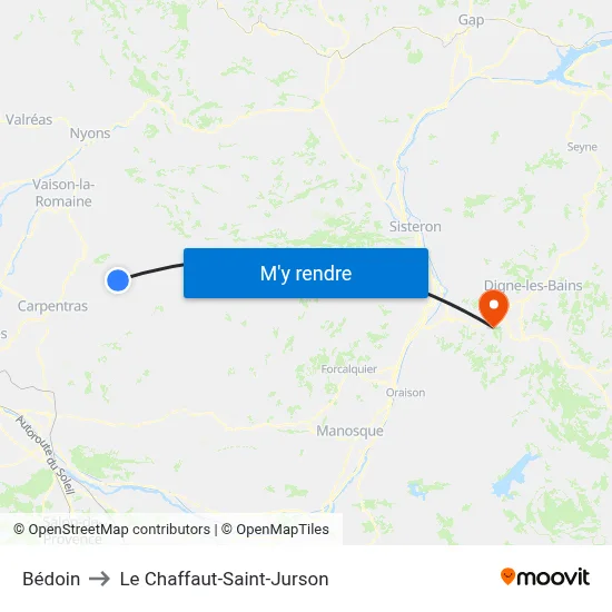 Bédoin to Le Chaffaut-Saint-Jurson map