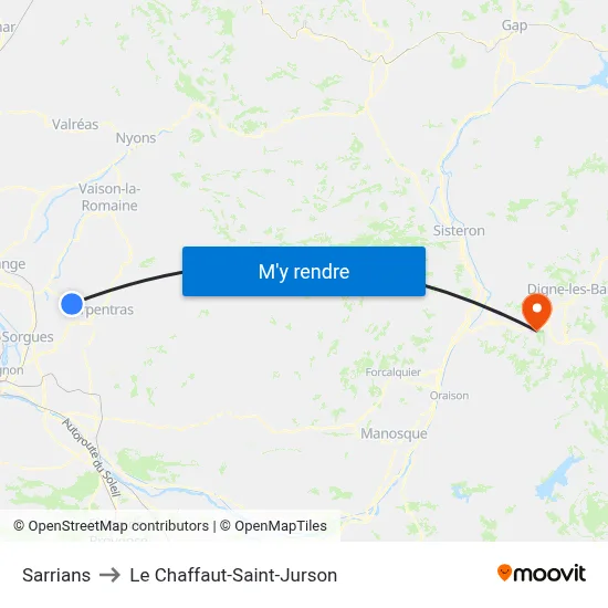 Sarrians to Le Chaffaut-Saint-Jurson map