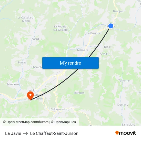La Javie to Le Chaffaut-Saint-Jurson map