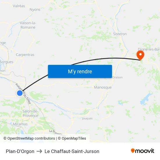 Plan-D'Orgon to Le Chaffaut-Saint-Jurson map