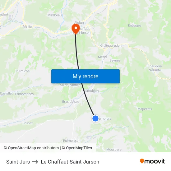 Saint-Jurs to Le Chaffaut-Saint-Jurson map