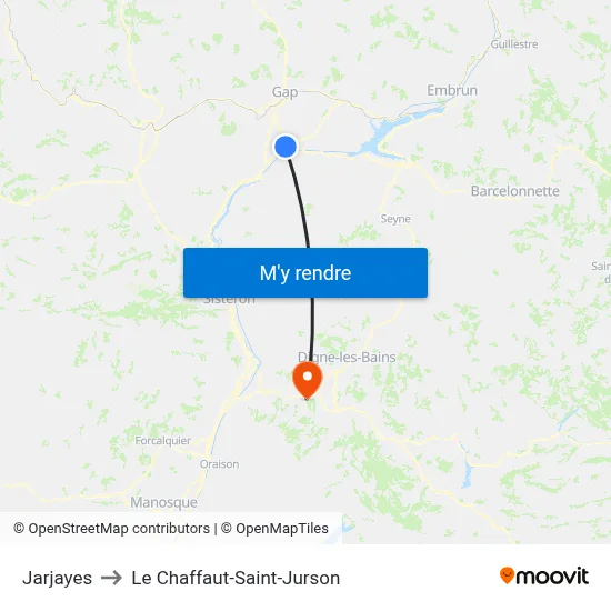 Jarjayes to Le Chaffaut-Saint-Jurson map