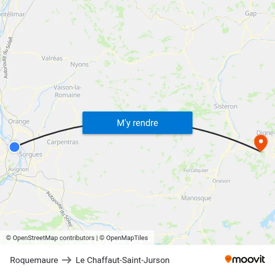 Roquemaure to Le Chaffaut-Saint-Jurson map