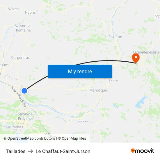 Taillades to Le Chaffaut-Saint-Jurson map