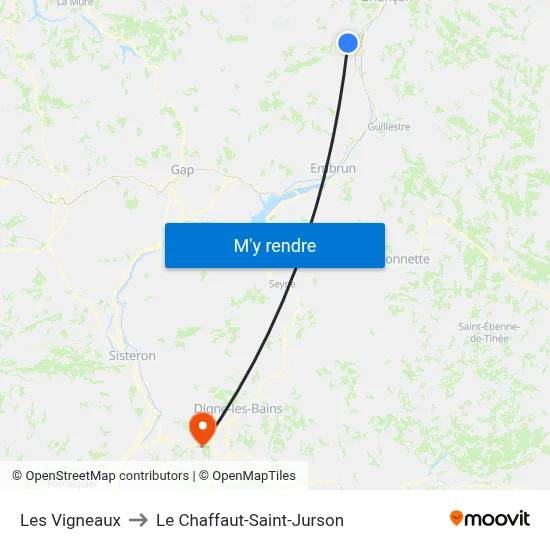 Les Vigneaux to Le Chaffaut-Saint-Jurson map