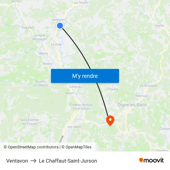Ventavon to Le Chaffaut-Saint-Jurson map