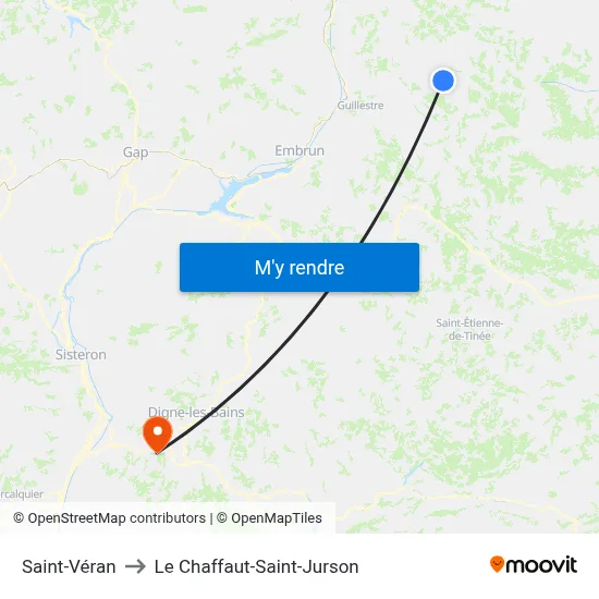 Saint-Véran to Le Chaffaut-Saint-Jurson map