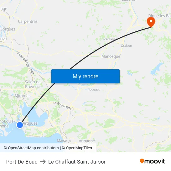 Port-De-Bouc to Le Chaffaut-Saint-Jurson map