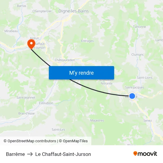 Barrême to Le Chaffaut-Saint-Jurson map