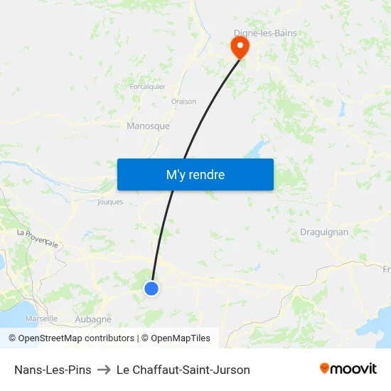 Nans-Les-Pins to Le Chaffaut-Saint-Jurson map