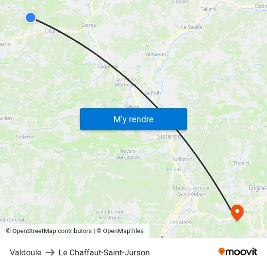 Valdoule to Le Chaffaut-Saint-Jurson map