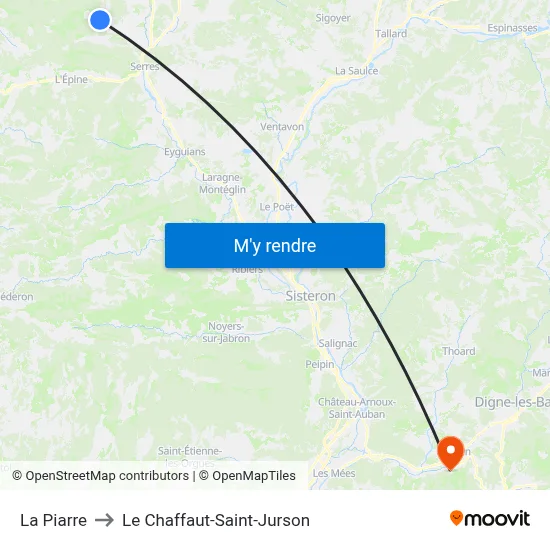 La Piarre to Le Chaffaut-Saint-Jurson map