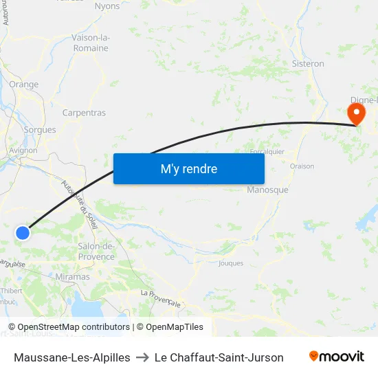 Maussane-Les-Alpilles to Le Chaffaut-Saint-Jurson map