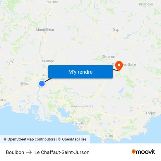 Boulbon to Le Chaffaut-Saint-Jurson map