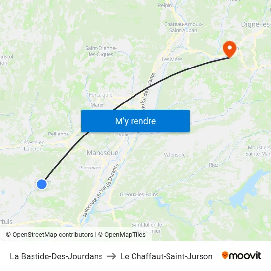 La Bastide-Des-Jourdans to Le Chaffaut-Saint-Jurson map
