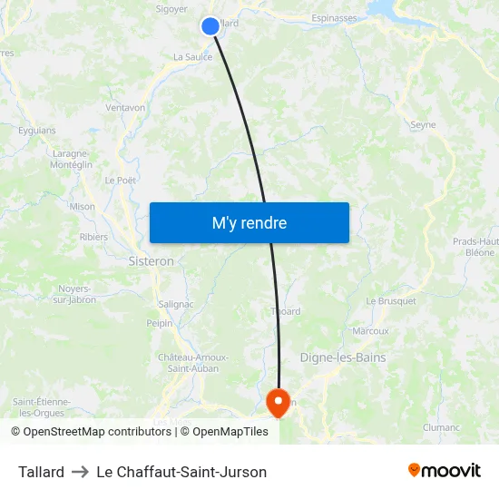 Tallard to Le Chaffaut-Saint-Jurson map