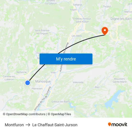 Montfuron to Le Chaffaut-Saint-Jurson map