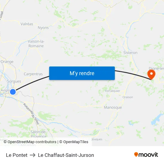 Le Pontet to Le Chaffaut-Saint-Jurson map