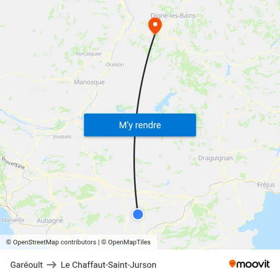 Garéoult to Le Chaffaut-Saint-Jurson map
