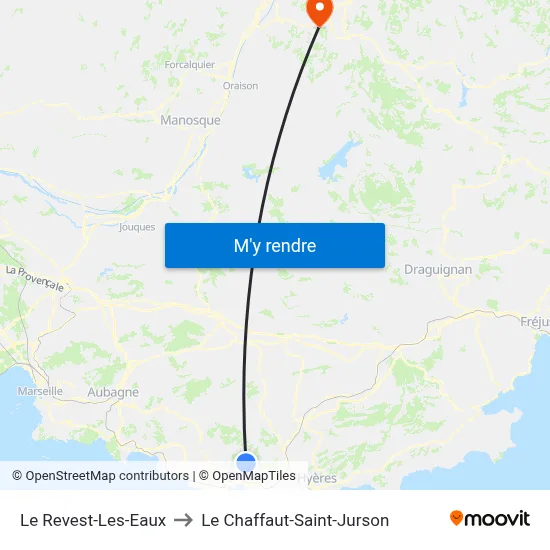 Le Revest-Les-Eaux to Le Chaffaut-Saint-Jurson map