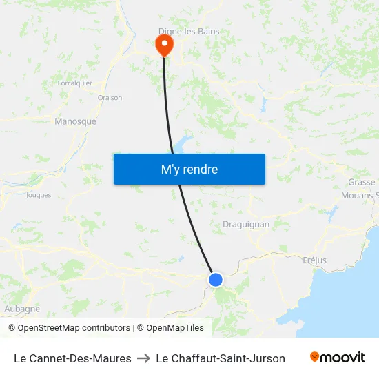 Le Cannet-Des-Maures to Le Chaffaut-Saint-Jurson map