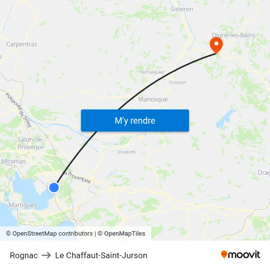 Rognac to Le Chaffaut-Saint-Jurson map