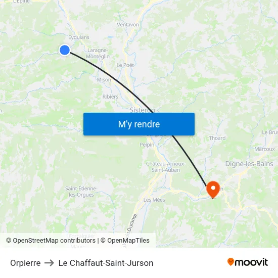 Orpierre to Le Chaffaut-Saint-Jurson map