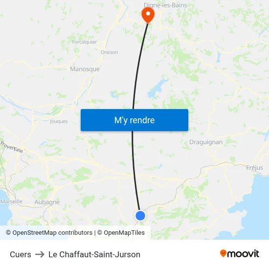 Cuers to Le Chaffaut-Saint-Jurson map
