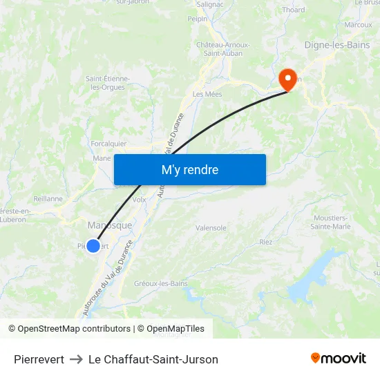 Pierrevert to Le Chaffaut-Saint-Jurson map