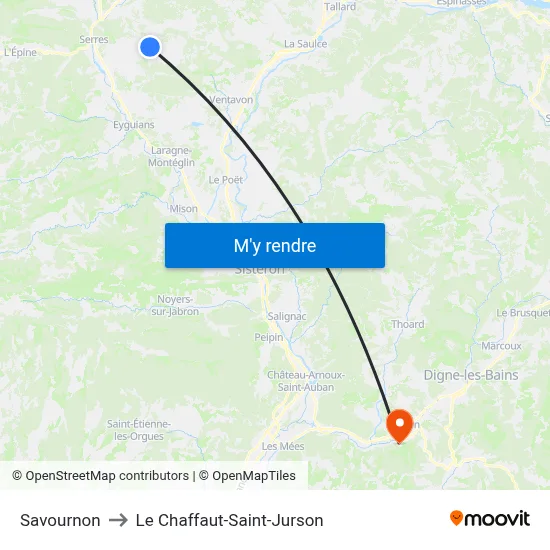 Savournon to Le Chaffaut-Saint-Jurson map